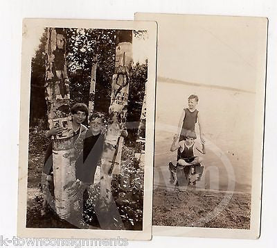 CUTE LITTLE GIRL & BOY BROTHER & SISTER SWIMSUITS VINTAGE FAMILY SNAPSHOT PHOTOS - K-townConsignments