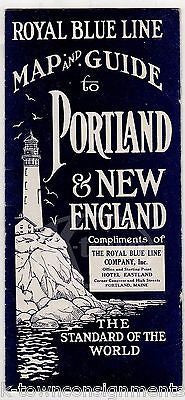 PORTLAND ME NEW ENGLAND ROYAL BLUE LINE TRAIN VINTAGE MOTOR TOURS BROCHURE - K-townConsignments