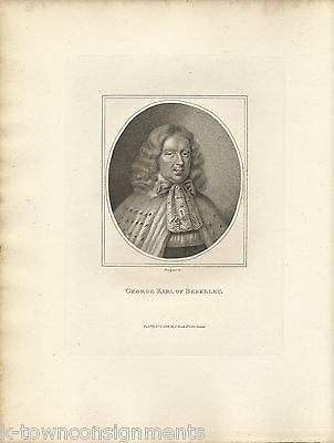 GEORGE BERKELEY EARL OF BERKELEY ENGLAND ANTIQUE PORTRAIT ENGRAVING PRINT 1806 - K-townConsignments