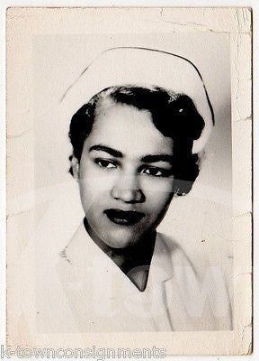 BLACK AFRICAN AMERICAN NURSE IN UNIFORM ORIGINAL VINTAGE SNAPSHOT PHOTOGRAPH - K-townConsignments