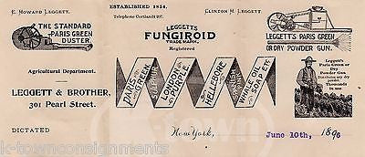 LEGGETT FUNGIROID FARM TOOL INVENTION ANTIQUE GRAPHIC ENGRAVING LETTERHEAD 1896 - K-townConsignments