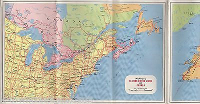 CANDADA & NORTHERN UNITED STATES VINTAGE GRAPHIC ILLUSTRATED LARGE FOLD-OUT MAP - K-townConsignments