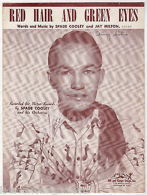 RED HAIR & GREEN EYES SPADE COOLEY VINTAGE COUNTRY SONG SHEET MUSIC 1947 - K-townConsignments