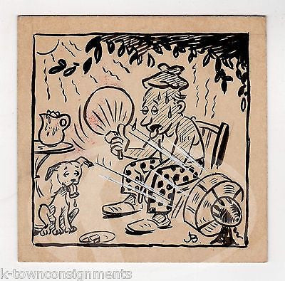 HOT DOG DAYS OF SUMMER HUMOR ORIGINAL INK SKETCH DRAWING WWII ARTIST JACK BRYAN - K-townConsignments