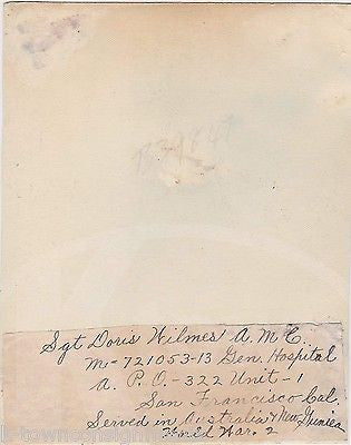 SGT DORIS WILMES AMC ARMED MERCHANT CRUISERS SAN FRANCISCO AUSTRALIA IDed PHOTO - K-townConsignments