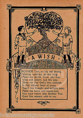TREE HUGGER'S WISH NATURE POEM ANTIQUE NURSERY RHYME GRAPHIC ILLUSTRATION PRINT - K-townConsignments