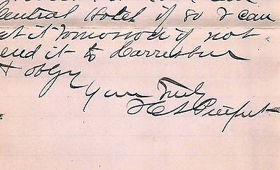 CENTRAL HOUSE READING PENNSYLVANIA ANTIQUE HOTEL ADVERTISING LETTERHEAD 1891 - K-townConsignments