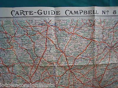 FRANCE ANTIQUE MAP CARTES CAMPBELL LARGE FOLD-OUT MAP IN COLOR 27.5 x 38" - K-townConsignments