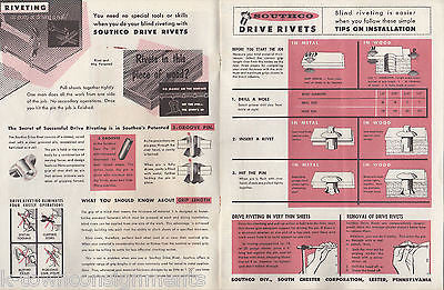 SOUTHCO DRIVE RIVETS LESTER PA INDUSTRIAL CO VINTAGE GRAPHIC ADVERTISING FLYER U - K-townConsignments