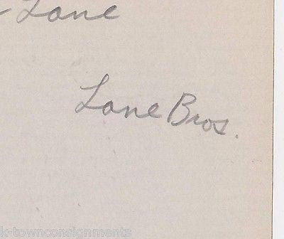 JACK LANE MURRAY LANE BROTHERS VAUDEVILLE ACT VINTAGE AUTOGRAPH SIGNED PAGES - K-townConsignments