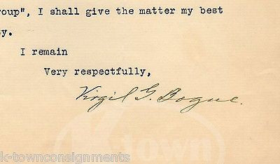 VIRGIL BOGUE EARLY RAILROADS ENGINEER NY SURFACE TRAINS AUTOGRAPH SIGNED LETTER - K-townConsignments