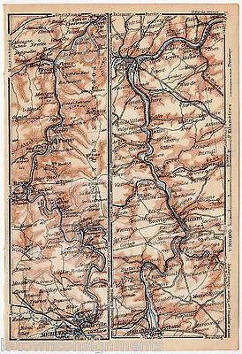 TOURS ROUES FUMAY COURONNE FRANCE ANTIQUE FOLD-OUT MAPS LOT WAGNER LEIPZIG 1909 - K-townConsignments