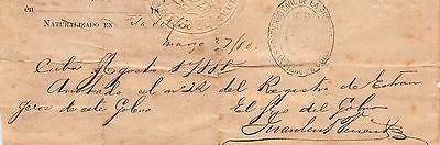 UNITED STATES CERTIFICATE OF NATIONALITY SANTIAGO DE CUBA ANTIQUE DOCUMENT 1888 - K-townConsignments