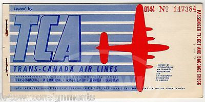 TRANS-CANADA AIRLINES FLIGHT 1957 VINTAGE GRAPHIC ADVERTISING FLIGHT TICKET STUB - K-townConsignments