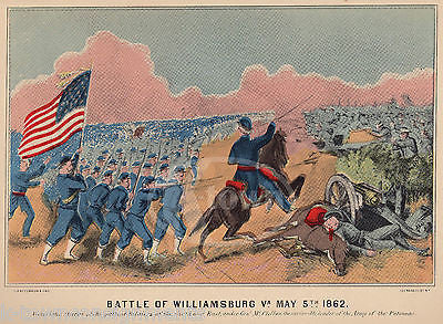 BATTLE OF WILLIAMSBURG VINTAGE CIVIL WAR SOLDIERS GRAPHIC ILLUSTRATION PRINT - K-townConsignments