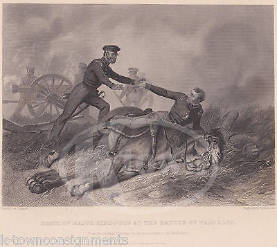 DEATH OF MAJOR RINGGOLD BATTLE OF PALO ALTO ANTIQUE GRAPHIC ENGRAVING PRINT - K-townConsignments