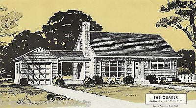 QUAKER ARCHITECTURAL HOME DESIGN VITAGE GRAPHIC ADVERTISING SALES PRINT - K-townConsignments