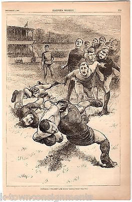 EARLY AMERICAN FOOTBALL GAME TACKLE ANTIQUE GRAPHIC ENGRAVING POSTER PRINT 1883 - K-townConsignments