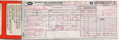 JUGOSLAVIA AIR TRANSPORT AIRLINE VINTAGE GRAPHIC ADVERTISING FLIGHT TICKET STUB - K-townConsignments