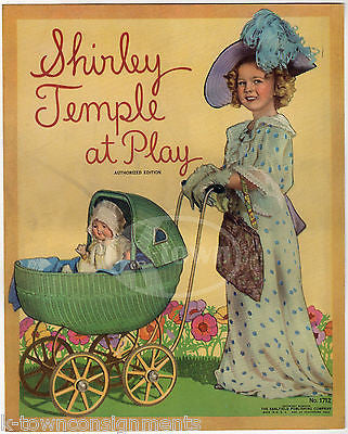 SHIRLEY TEMPLE PLAYING DRESS UP DOLL ANTIQUE BOOK COVER ILLUSTRATION PRINT 1935 - K-townConsignments