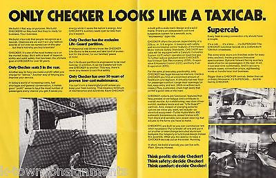 STRAIGHT TALK ABOUT TAXICABS CHECKER MOTORS GRAPHIC ADVERTISING POSTER FLYER - K-townConsignments