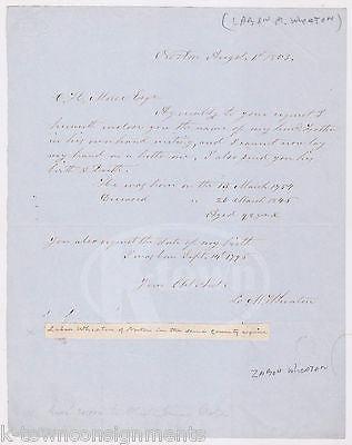 LABAN WHEATON COLLEGE FOUNDER WAR 1812 CONGRESS AUTOGRAPH SIGNED LETTER 1853 - K-townConsignments
