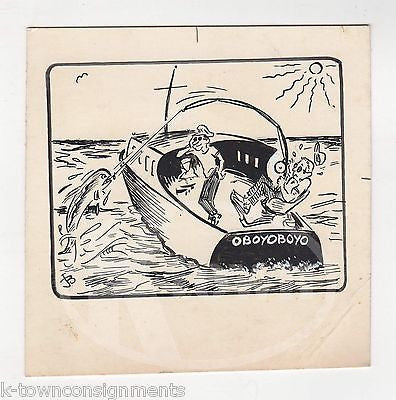 BOAT FISHING HUMOR OUR ON THE LAKE ORIGINAL NEWS CARTOON INK SKETCH DRAWING - K-townConsignments