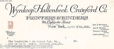 WYNKOOP HALLENBECK CRAWFORD PRINTER BINDER NY ANTIQUE ADVERTISING SALES RECEIPT - K-townConsignments