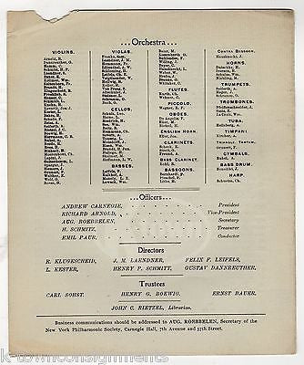 SISTERS SYMPHONY ORCHESTRA ANTIQUE NY PHILHARMONIC SOCIETY CONCERT PROGRAM 1902 - K-townConsignments
