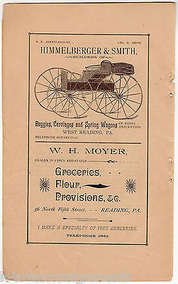 Himmelberger & Smith Carriages Wagons Reading PA Antique Graphic Advertising - K-townConsignments