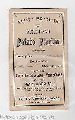 ACME POTATO PLANTER TRAVERSE CITY MICHIGAN ANTIQUE FARM ADVERTISING BROCHURE - K-townConsignments
