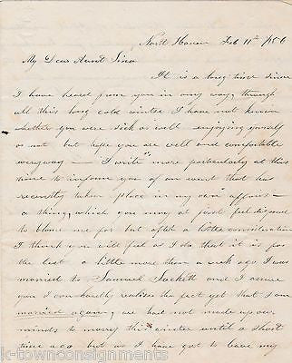 1850s CT SINGLE MOTHER ANTIQUE LETTER ANNOUNCING REMARRIAGE & NEURALGIA PAINS - K-townConsignments