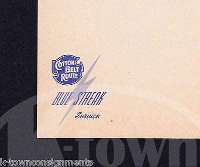 COTTON BELT ROUTE BLUE STREAK SERVICE VINTAGE RAILROAD ADVERTISING LETTERHEAD - K-townConsignments