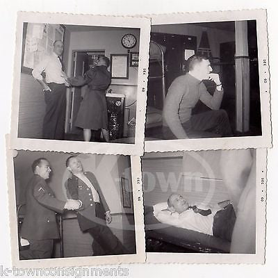 MILITARY MEN IN UNIFORM BARRACKS FUN FOOLING AROUND VINTAGE SNAPSHOT PHOTOS LOT - K-townConsignments