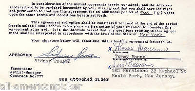 TOMMY MANNO TOO GOOD TO BE TRUE SONGWRITER ORIGINAL AUTOGRAPH SIGNED CONTRACT - K-townConsignments