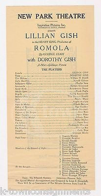 LILLIAN GISH DOROTHY GISH ROMOLA ACTRESS ANTIQUE NEW PARK THEATRE ADVERTISING - K-townConsignments