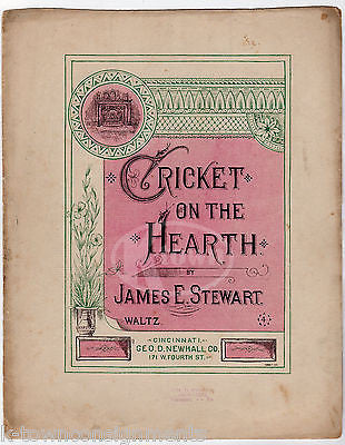 CRICKET ON THE HEARTH WALTZ DANCE SONG ANTIQUE GRAPHIC ILLISTRATED SHEET MUSIC - K-townConsignments