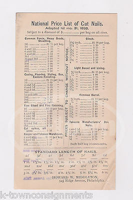 HOWARD MIDDLETON IRON STEEL RAILWAY & MINING SUPPLIES PHILADELPHIA ANTIQUE FLYER - K-townConsignments