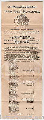 SAMUEL WICKERSHAM PARIS GREEN DISTRIBUTER ANTIQUE GRAPHIC ADVERTISING FLYER 1891 - K-townConsignments