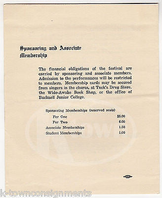 WYOMING VALLEY BACH FESTIVAL 1941 WILKES-BARRE PA ERNEST WHITE CONCERT PROGRAM - K-townConsignments