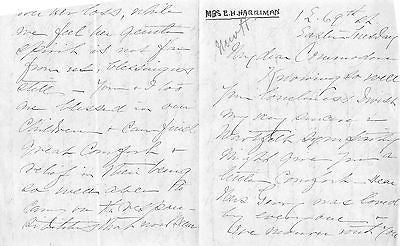 MRS E. H. HARRIMAN RAILROAD EXEC'S WIFE AUTOGRAPH SIGNED LETTER TO COMMODORE - K-townConsignments