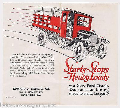 MULTIBESTOS FORD TRUCK TRANSMISSION LINING ANTIQUE GRAPHIC ADVERTISING FLYER - K-townConsignments
