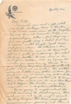 Garth Frantz WWII Navy Soldier Letter Home on Us Destroyer Base Letter ...