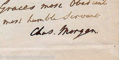 SIR CHARLES MORGAN 2ND BARONET WELSH POLITICIAN ANTIQUE AUTOGRAPH SIGNED NOTE - K-townConsignments