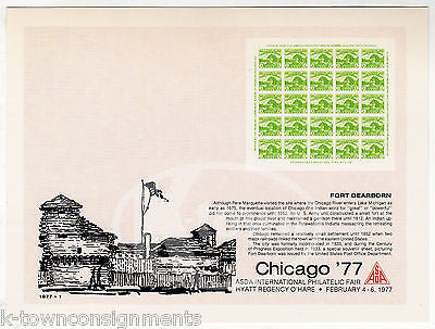 FORT DEARBORN MICHIGAN ASDA PHILATELIC FAIR SOUVENIR CHICAGO '77 STAMP CARD - K-townConsignments