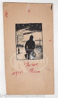 EARLY MORNING MAN'S WORK BEGINS IN TWILIGHT ORIGINAL SIGNED CARTOON INK SKETCH - K-townConsignments