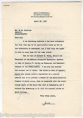 JOHN O'CONNELL AUTOGRAPH DEALER VINTAGE AUTOGRAPH SIGNED LETTER TO COLLECTOR - K-townConsignments