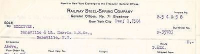 RAILWAY STEEL SPRING COMPANY NY TRAIN SUPPLY ANTIQUE STATIONERY SALES RECEIPT - K-townConsignments