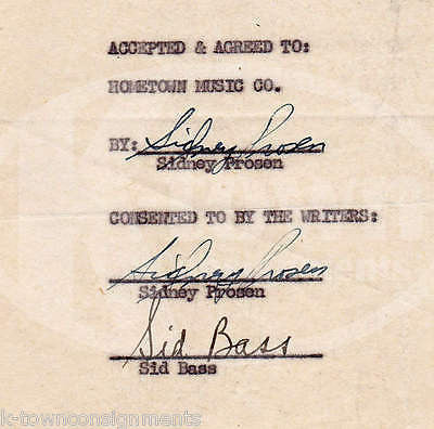 SID BASS SIDNEY PROSEN MY OLD TIME SWEETHEART SONGWRITER AUTOGRAPH SIGNED LETTER - K-townConsignments