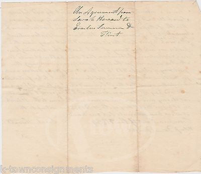 MILLBURY WORCESTER MA ERASTUS SUMNER SARAH HOWARD ANTIQUE RENTAL AGREEMENT 1834 - K-townConsignments